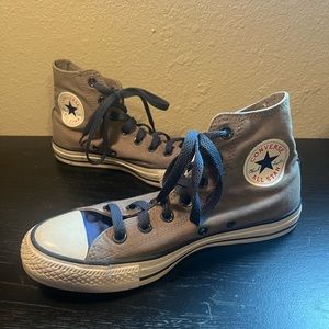 Grey and Blue High Top Converse